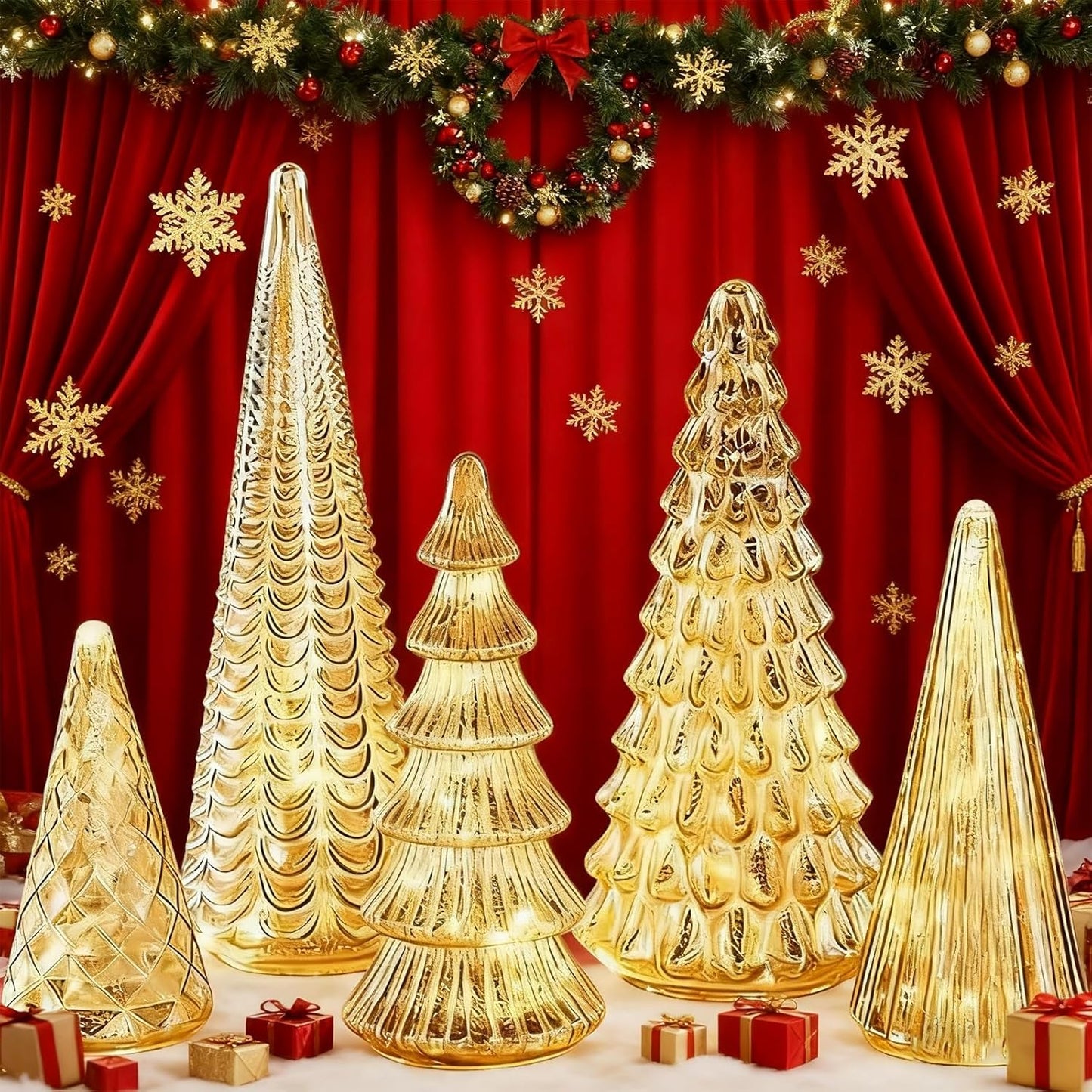 SilverSpurs - Leuchtende Quecksilber-Tannen — Glänzender Mittelpunkt für Ihr Zuhause [5er Set ]