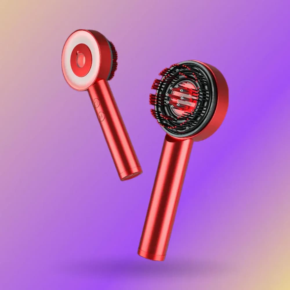 Vanura - Brosse à lumière rouge avec stimulation profonde du cuir chevelu