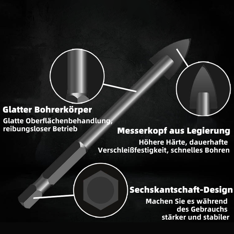 Gluschwein - Dreieckbohrer mit Sechskantschaft aus Legierung