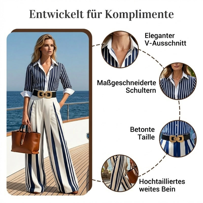 🔥Neu 2026 • Neu eingetroffen!💥Gestreiftes Shirt & weite Hose im Set – bequem & stilvoll für den Alltag