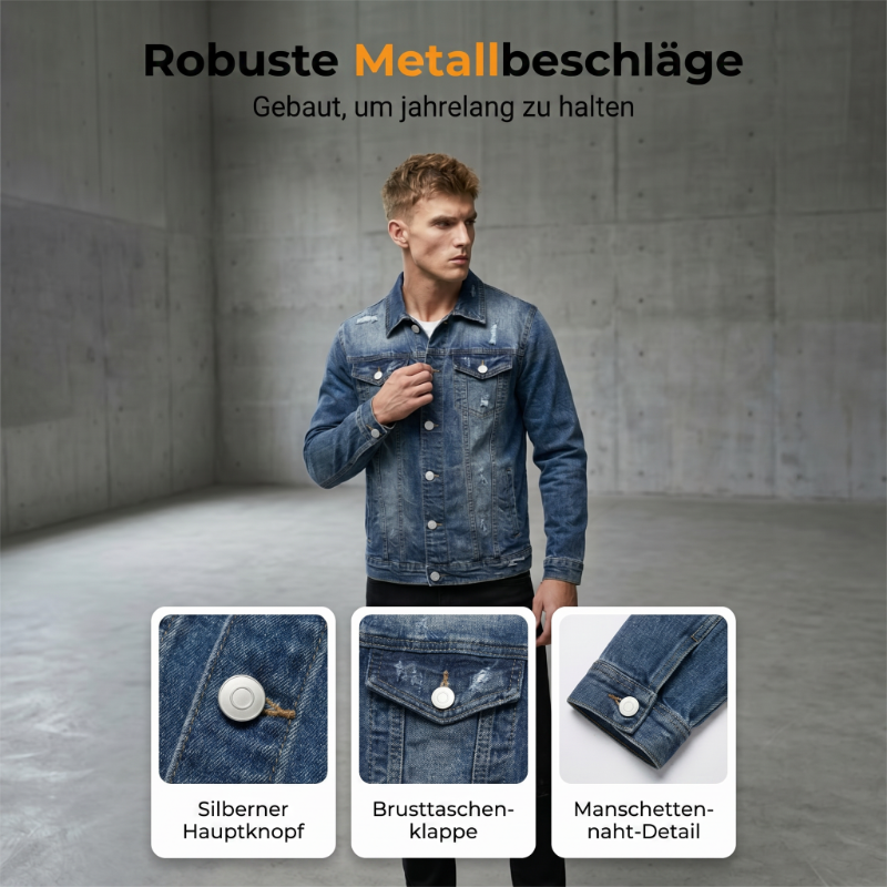 📢🎉50%Rabatt!!!🛍️✨Herren-Freizeit-Denimjacke im Used-Look mit Vintage-Wäsche
