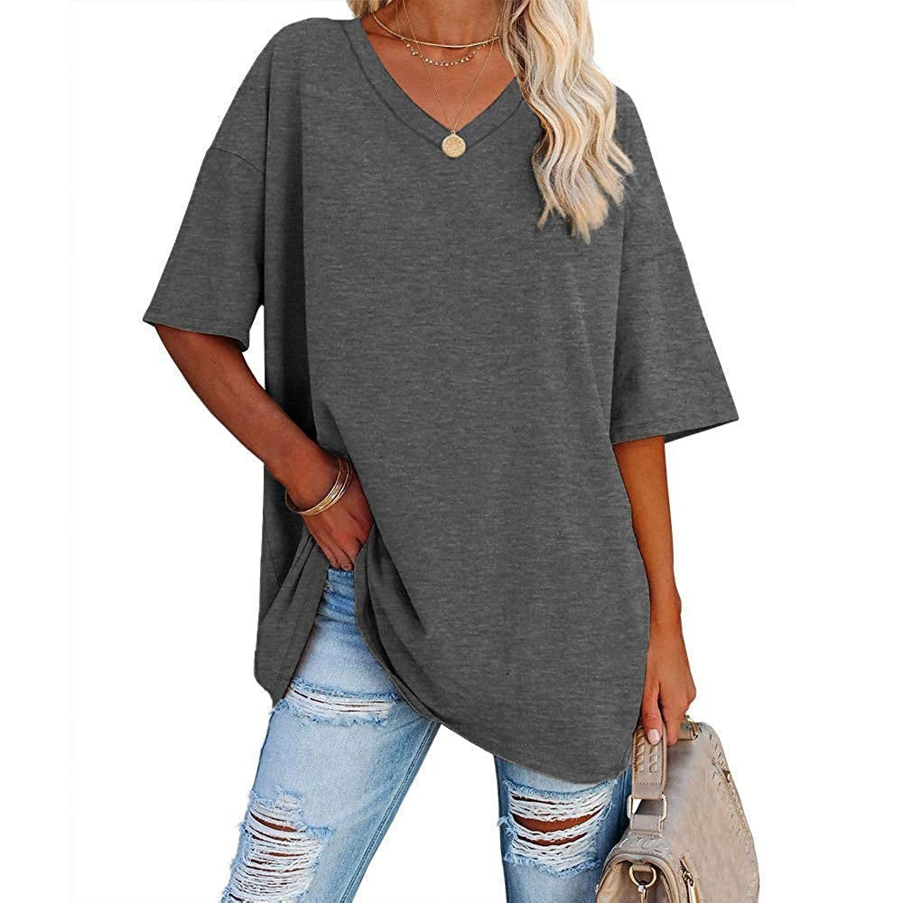 📢📢40 % RABATT !! ⏰Lässiges, locker sitzendes Damen-T-Shirt mit V-Ausschnitt
