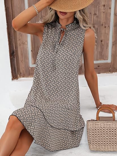 Gluschwein - 🎉Letzter Tag der Aktion: 50 % Rabatt 💃 Damenkleid mit Schleife und geometrischem Muster