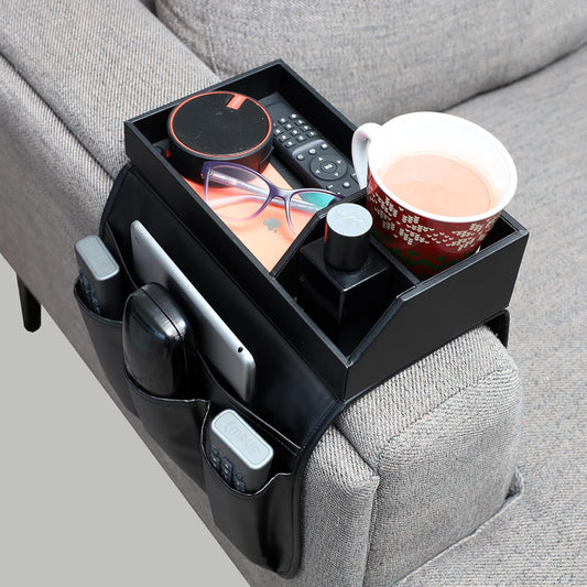 Elegantes Sofa-Armlehnen-Tablett mit Organizer für Getränke und Zubehör