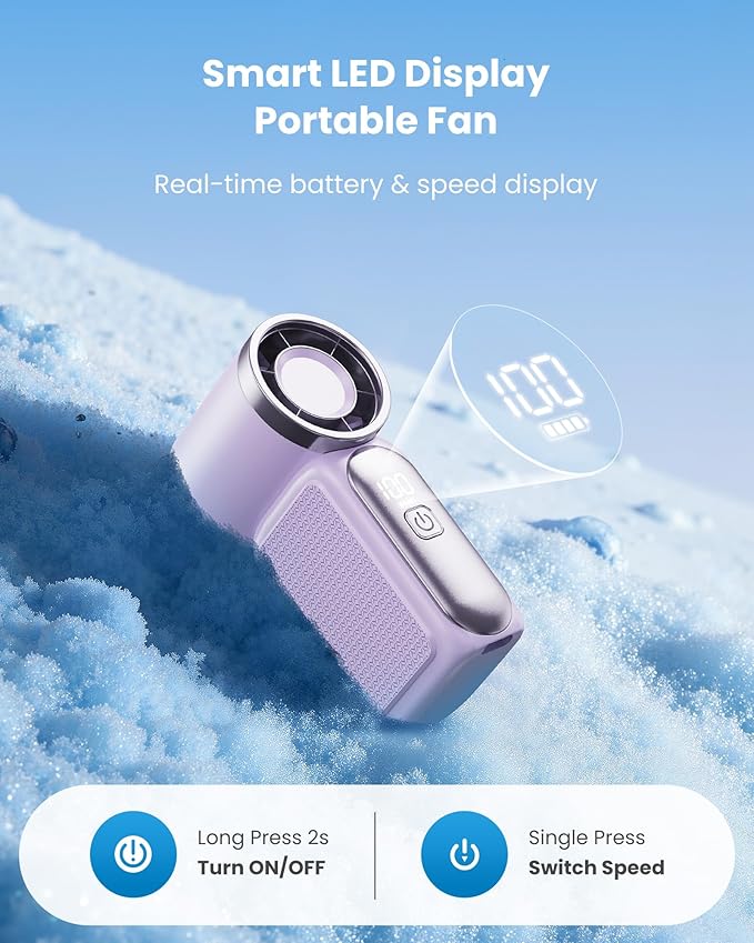 🌀Nur 16.99€ diesen Sommer!!!💨Mini-Handventilator mit LED-Anzeige –👍5-stufiger Turbo-Ventilator im Taschenformat.✨Über USB aufladbar, schnelle Kühlung für Reisen und beim Schminken. Das perfekte Geschenk.  Tragbare Kühlung