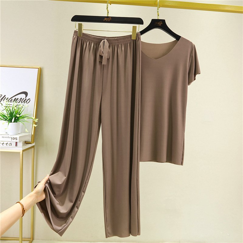 Gluschwein - ✨Begrenztes Zeitangebot: 49% Rabatt💥Weiches und bequemes Ice Silk T-Shirt mit kurzen Ärmeln Zweiteiliges Set Lose Hose mit weitem Bein