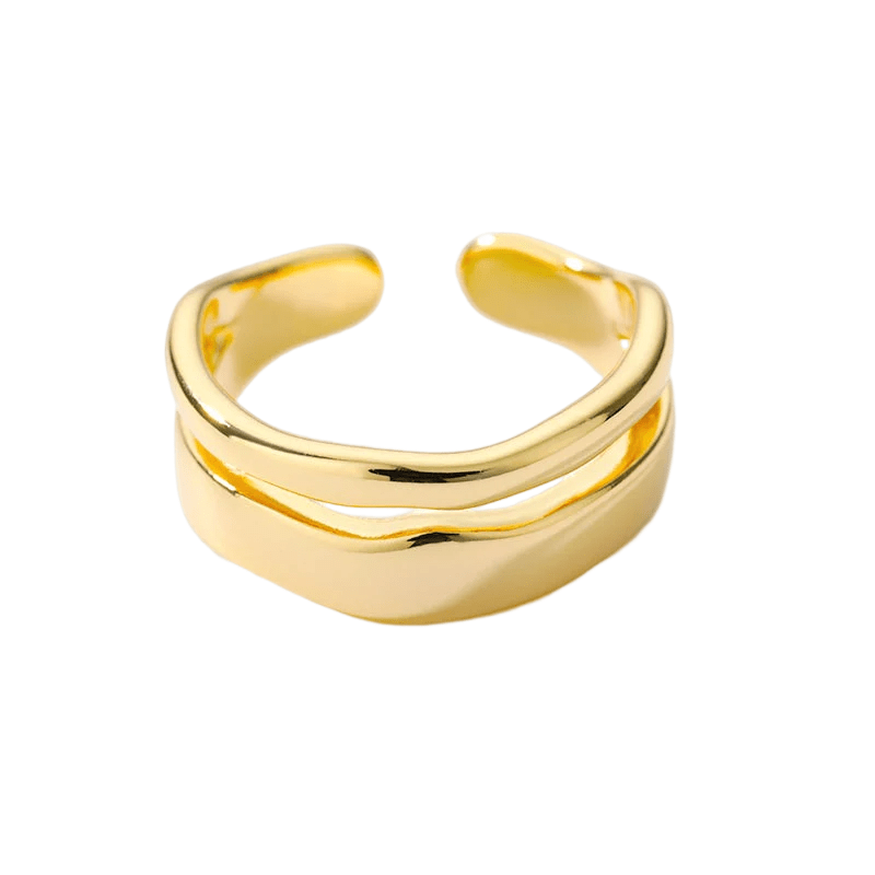 Gluschwein - Zweireihiger geometrischer verstellbarer Ring Gold