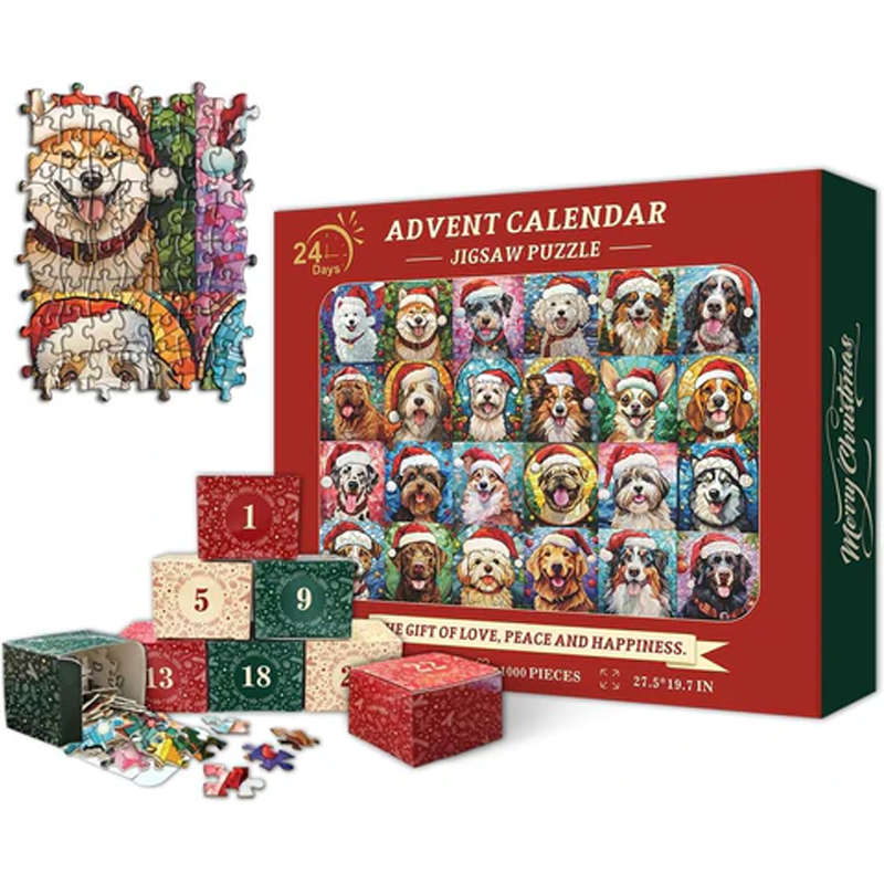 Puzzle Calendrier de l'Avent Joyeux Noël pour chiens