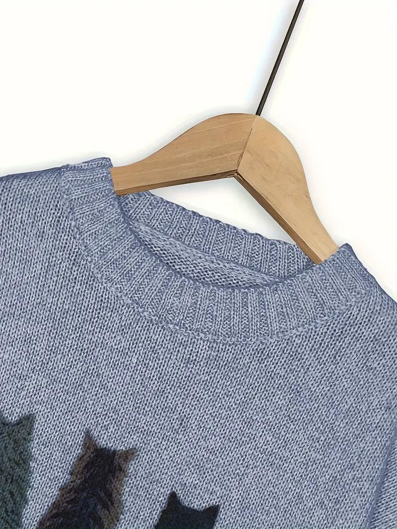 Urvana - Langarm Pullover Mit Katzen Drucken