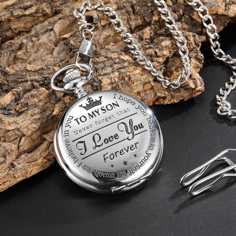 Gluschwein - "To My Son" Quarz-Taschenuhr Mattsilber-To Son