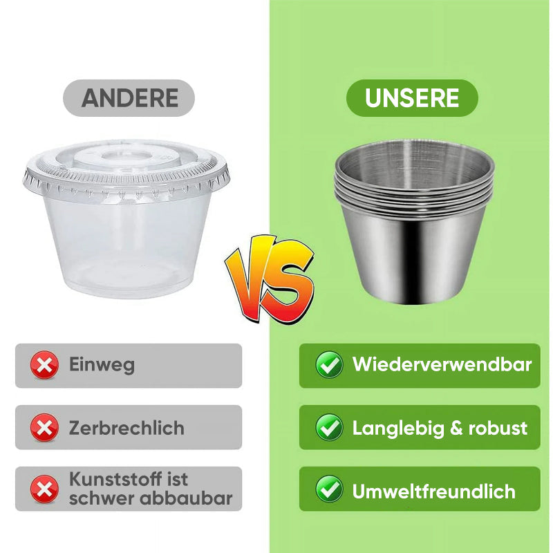 Edelstahlbehälter mit auslaufsicheren Silikondeckeln