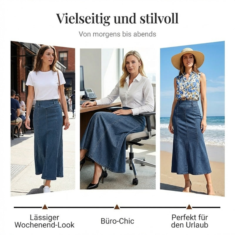 🎁2026 Neuheiten 50 % RABATT👗Damen-Maxirock aus Denim – Hohe Taille & A-Linien-Schnitt