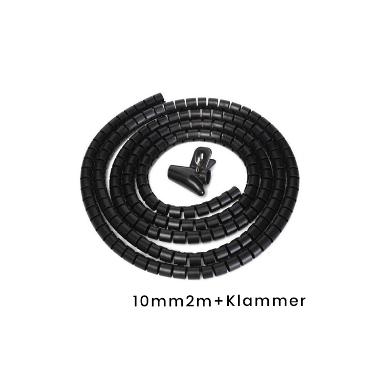 Gluschwein - Anti-Biss-Kabelbinder für Kabel-Organizer Schwarz (2M + Klammer) 10 MM