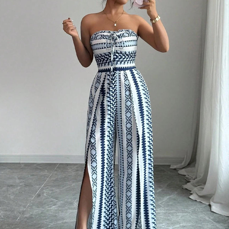 Gluschwein - 👗 50% RABATT! ✨ Damen Jumpsuit schulterfrei floral im Boho-Stil – Eleganter Sommer-Overall mit Bardot-Ausschnitt – Fließend, leicht & perfekt für Festivals, Strand oder romantische Sommerabende 🌸