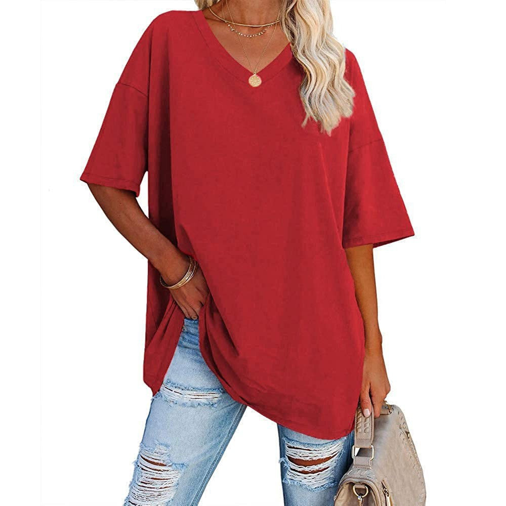 📢📢40 % RABATT !! ⏰Lässiges, locker sitzendes Damen-T-Shirt mit V-Ausschnitt