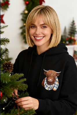 Gluschwein - 🐮 50 % RABATT!!🎁 Niedliches, kuscheliges Kapuzensweatshirt mit Fleecefutter und Highland-Kuh-Motiv