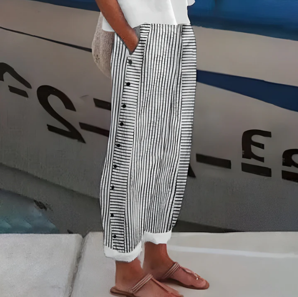 Gluschwein - 🔥Solange der Vorrat reicht 40 % Rabatt!🎉Bequeme blau gestreifte Hose mit Seitentaschen