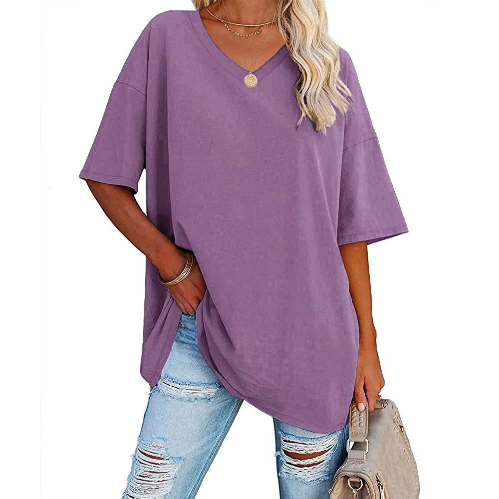 📢📢40 % RABATT !! ⏰Lässiges, locker sitzendes Damen-T-Shirt mit V-Ausschnitt