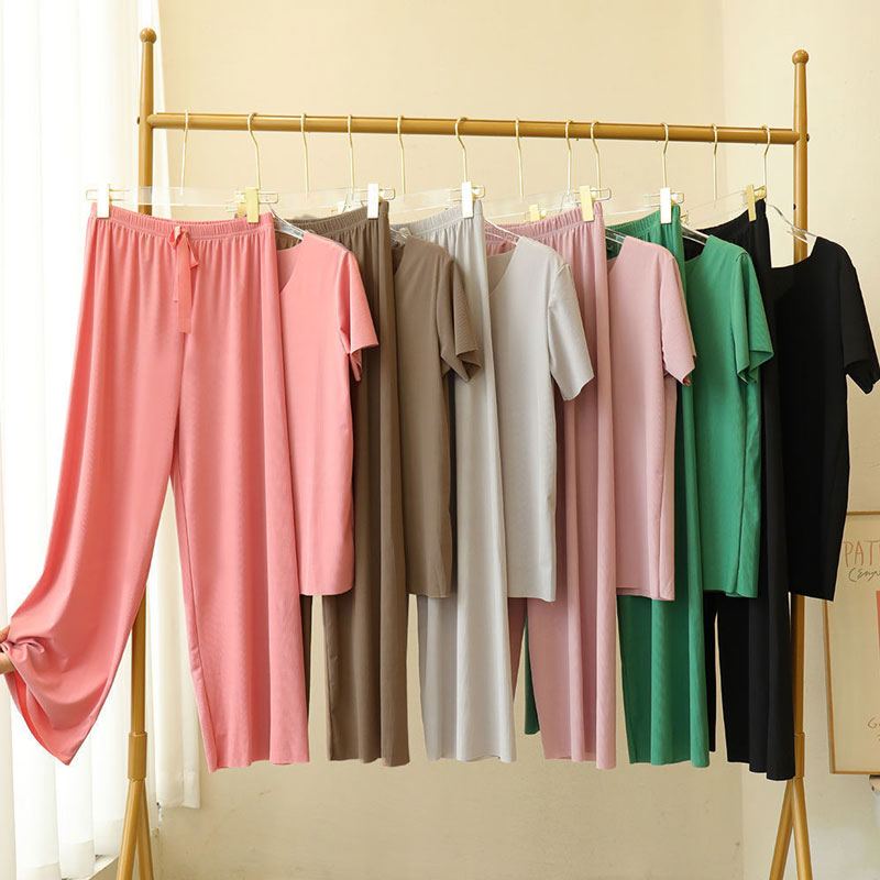 Gluschwein - ✨Begrenztes Zeitangebot: 49% Rabatt💥Weiches und bequemes Ice Silk T-Shirt mit kurzen Ärmeln Zweiteiliges Set Lose Hose mit weitem Bein