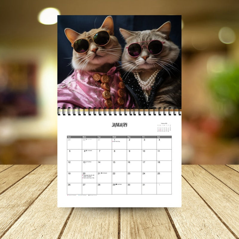 Gluschwein - 2025 Stilvoller Katzenkalender/Geschenk für Katzenliebhaber