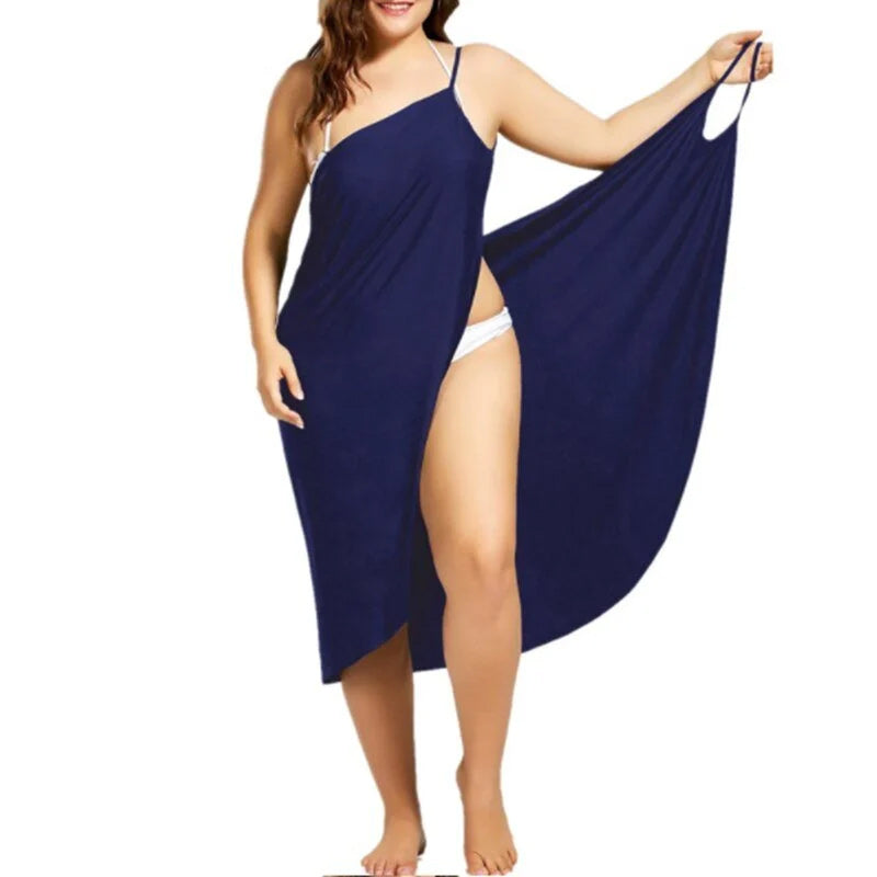 Gluschwein - Einfarbiges Ärmelloses Sexy Strandkleid Blau