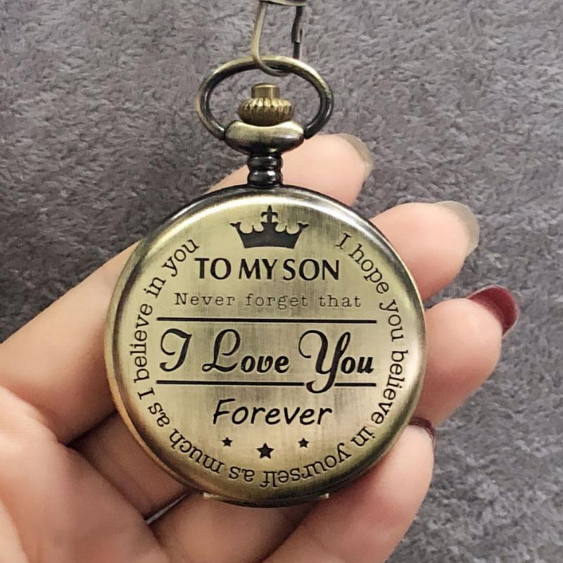 Gluschwein - "To My Son" Quarz-Taschenuhr Mattgolden-To Son