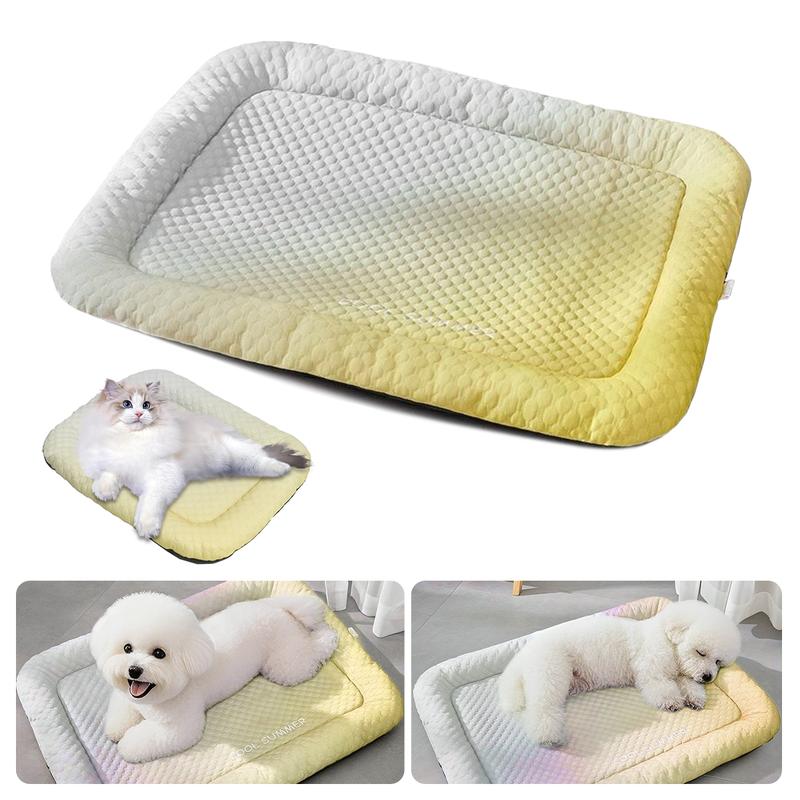 Gluschwein - 🐶🐱❄️ Kühlende Haustiermatte für Hunde und Katzen – Sommerliche Kühldecke aus Eisseide in Farbverläufen, atmungsaktives, weiches Schlafkissen für drinnen, Sofa und Auto, waschbar, verschiedene Größen erhältlich