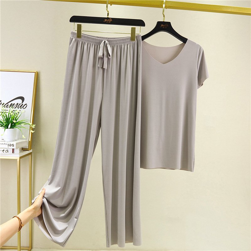 Gluschwein - ✨Begrenztes Zeitangebot: 49% Rabatt💥Weiches und bequemes Ice Silk T-Shirt mit kurzen Ärmeln Zweiteiliges Set Lose Hose mit weitem Bein