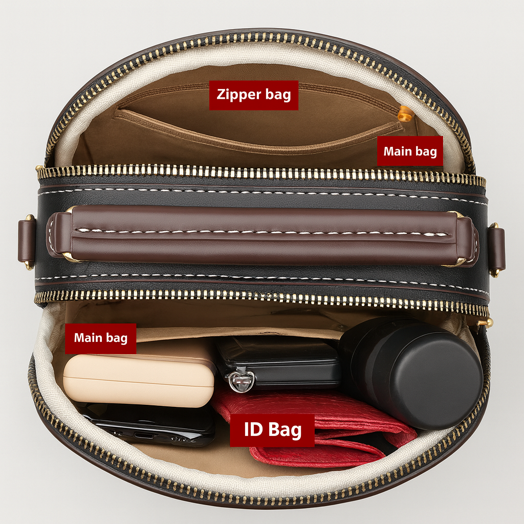 Chloe | Elegante Crossbody Bag mit zwei Lagen und breitem Tragegurt