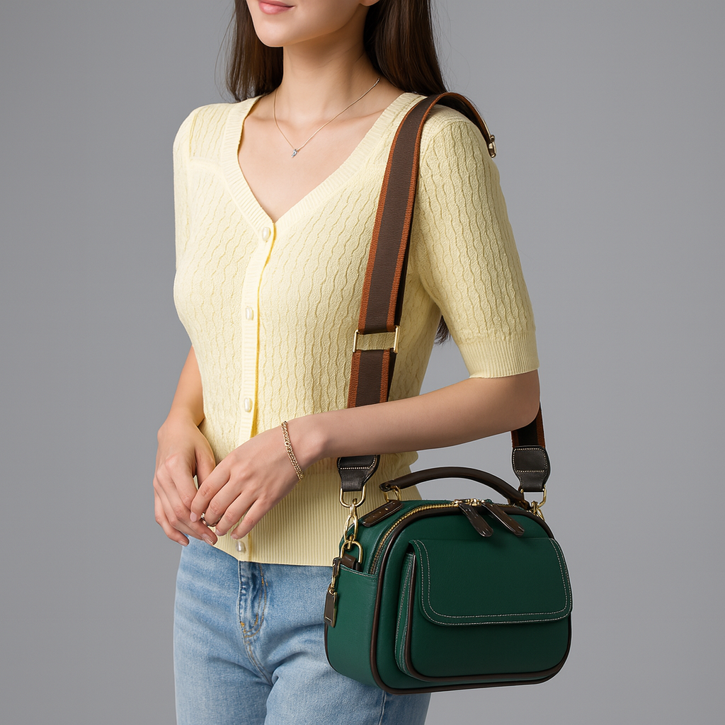 Chloe | Elegante Crossbody Bag mit zwei Lagen und breitem Tragegurt