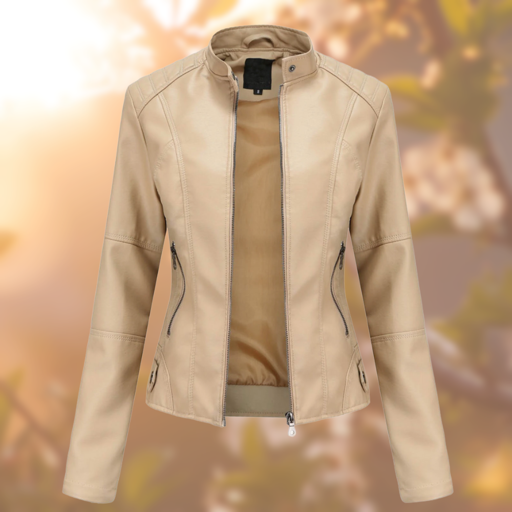 Gluschwein - Leanne - Stylische Lederjacke Beige