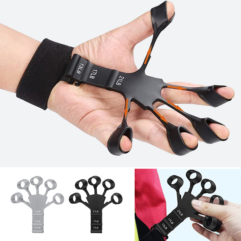 Gluschwein - Silikon-Fingerübungstrainer Schwarz+Grau+Armband