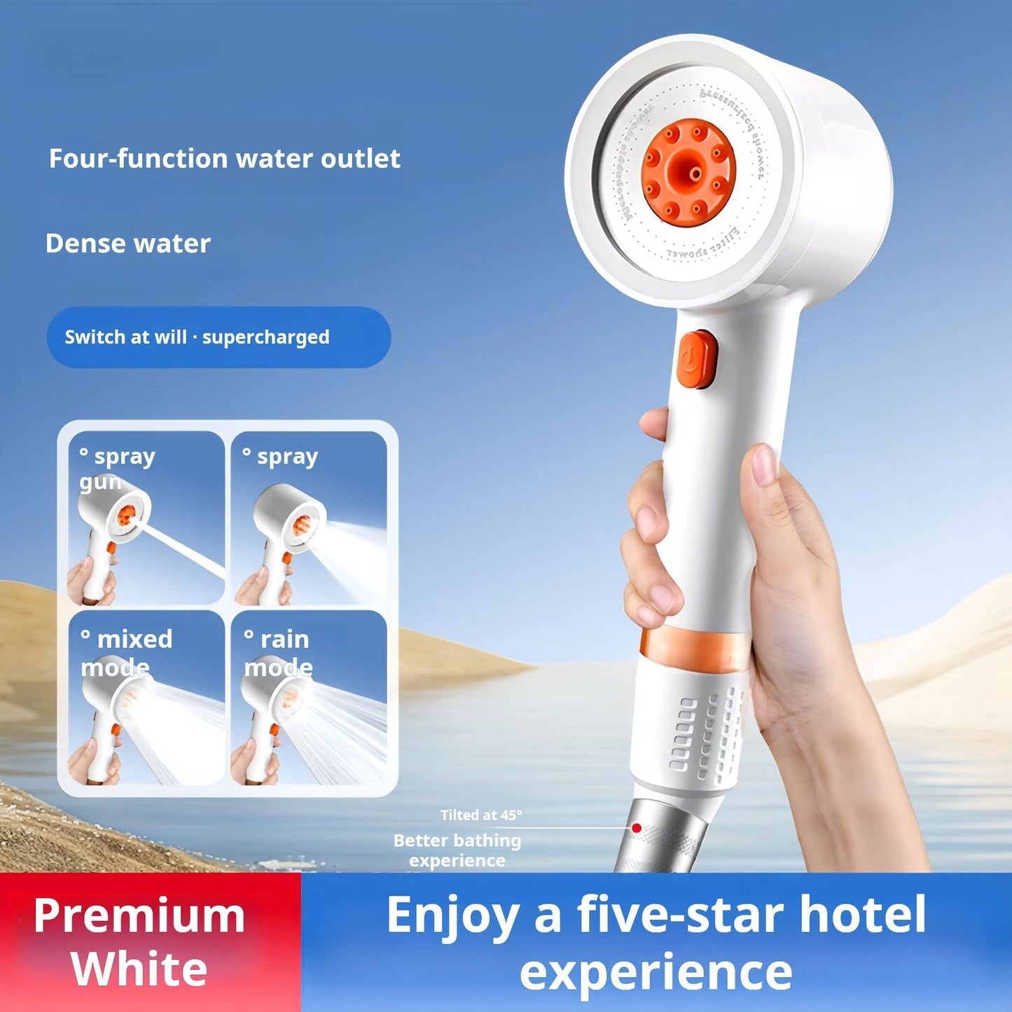 🚿Hochdruck-Duschkopf mit 4 Strahlarten und Filter