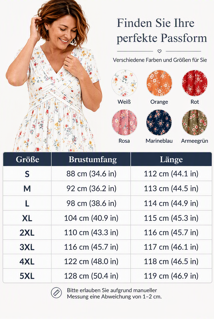 Gluschwein - 🌸🔥50% RABATT!🔥🔥Blumiges V-Ausschnitt-Kleid mit Taillendrehung – elegant und lässig für jeden Anlass