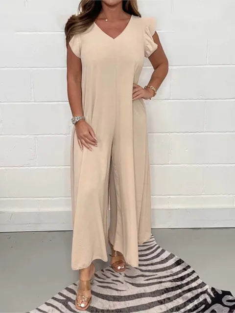 Gluschwein - Adelina - Jumpsuit mit weitem Bein Beige