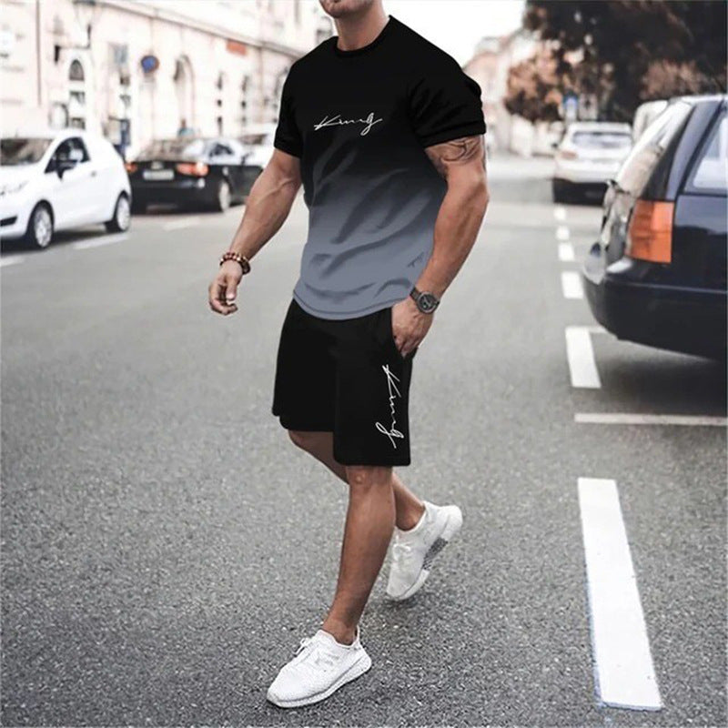 👕 BEFRISTET 50% RABATT! ✨ Lounge-Set mit Farbverlauf – Oberteil & Shorts, Locker, 2 Designs 🏠