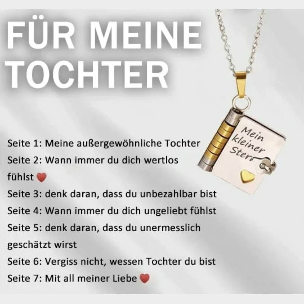 Herz-Buch-Halskette Aufklappbar – 🌸Besonderes Geschenk für Familie✨～