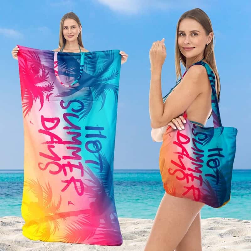 Gluschwein - 🌞Frühlingserwachen: 50% Rabatt!🏖 2-in-1 Strandtuch + Handtaschen-Set | 100 % Bio-Baumwolle, sandabweisendes Design