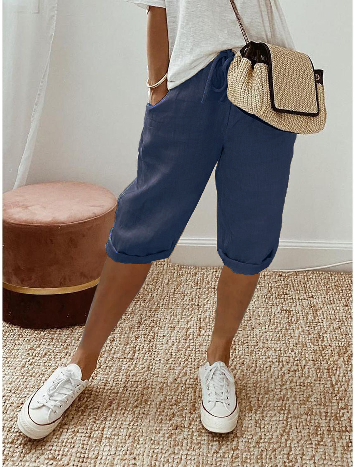 Gluschwein - 💞 50K+ VERKAUFT! ⚡👖Lässige Caprihosen aus Baumwoll-Leinen für Damen