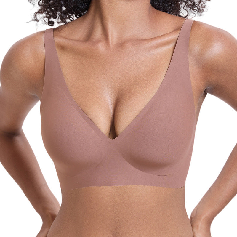 💜💜Jelly Wireless Damen Komfortable kabellose Push-up-BHs, nahtlose T-Shirt-BHs, BHs mit tiefem V-Ausschnitt für jeden Tag