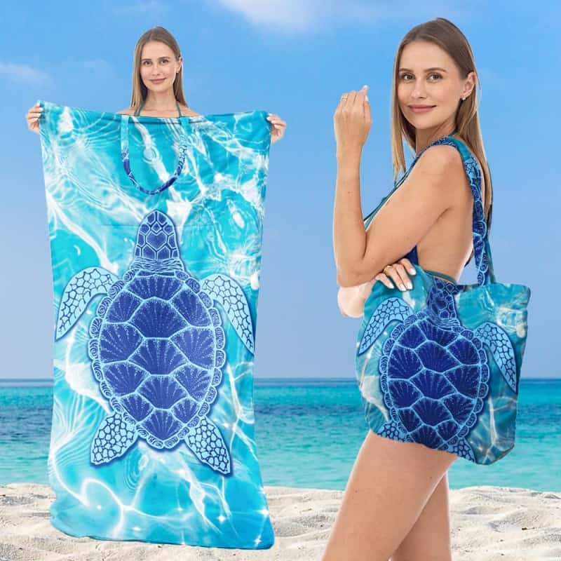 Gluschwein - 🌞Frühlingserwachen: 50% Rabatt!🏖 2-in-1 Strandtuch + Handtaschen-Set | 100 % Bio-Baumwolle, sandabweisendes Design