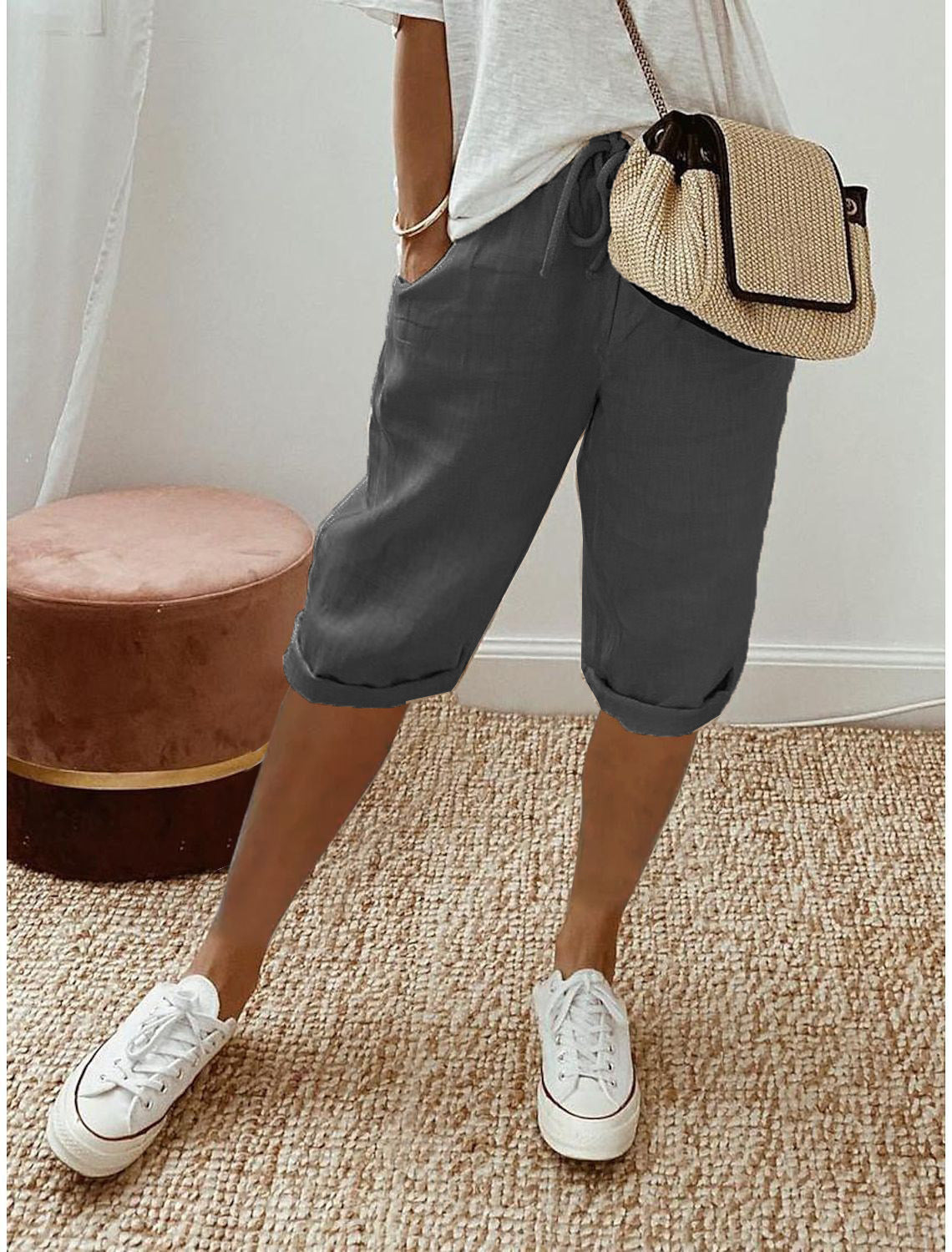 Gluschwein - 💞 50K+ VERKAUFT! ⚡👖Lässige Caprihosen aus Baumwoll-Leinen für Damen