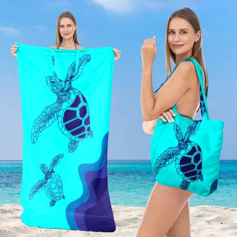Gluschwein - 🌞Frühlingserwachen: 50% Rabatt!🏖 2-in-1 Strandtuch + Handtaschen-Set | 100 % Bio-Baumwolle, sandabweisendes Design