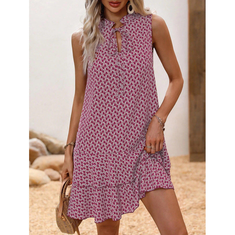 Gluschwein - 🎉Letzter Tag der Aktion: 50 % Rabatt 💃 Damenkleid mit Schleife und geometrischem Muster