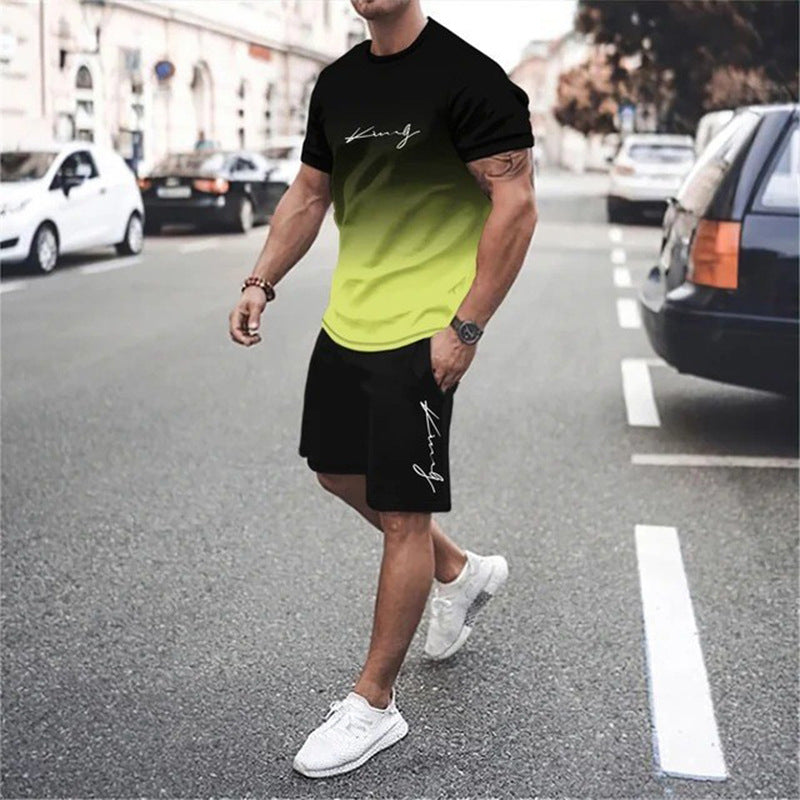 👕 BEFRISTET 50% RABATT! ✨ Lounge-Set mit Farbverlauf – Oberteil & Shorts, Locker, 2 Designs 🏠
