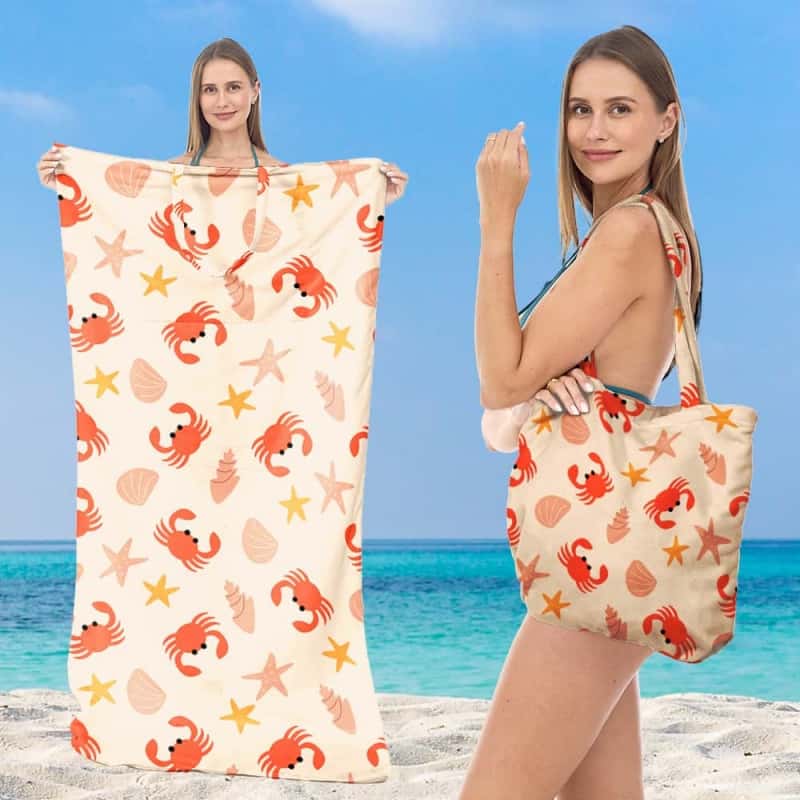 Gluschwein - 🌞Frühlingserwachen: 50% Rabatt!🏖 2-in-1 Strandtuch + Handtaschen-Set | 100 % Bio-Baumwolle, sandabweisendes Design