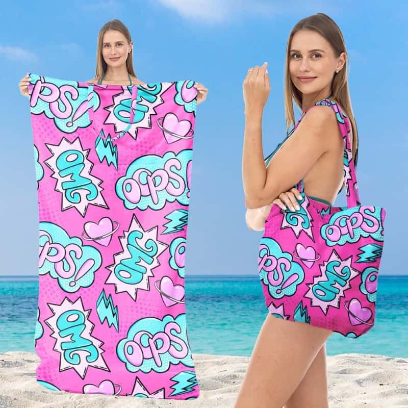 Gluschwein - 🌞Frühlingserwachen: 50% Rabatt!🏖 2-in-1 Strandtuch + Handtaschen-Set | 100 % Bio-Baumwolle, sandabweisendes Design