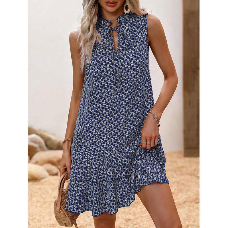 Gluschwein - 🎉Letzter Tag der Aktion: 50 % Rabatt 💃 Damenkleid mit Schleife und geometrischem Muster
