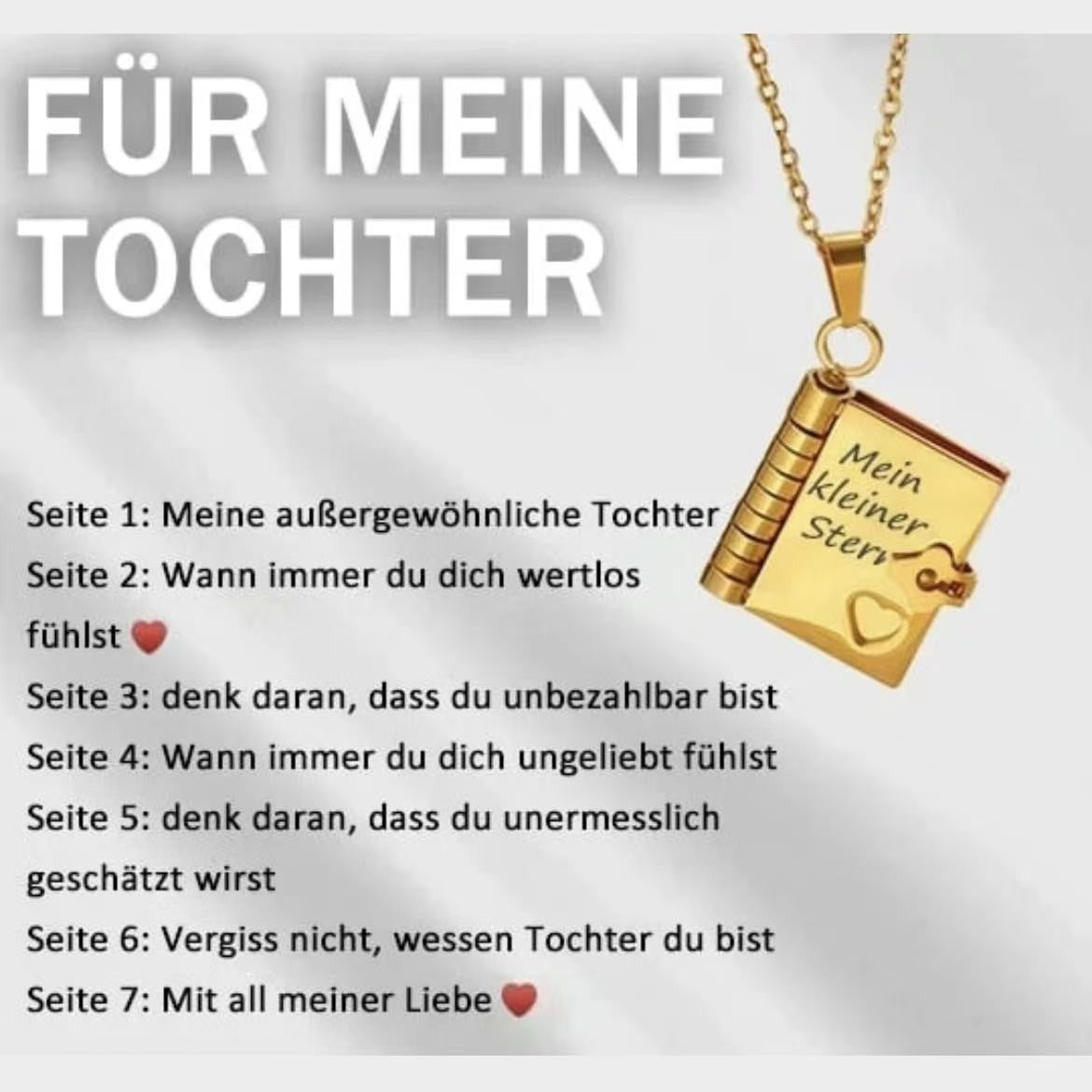 Herz-Buch-Halskette Aufklappbar – 🌸Besonderes Geschenk für Familie✨～