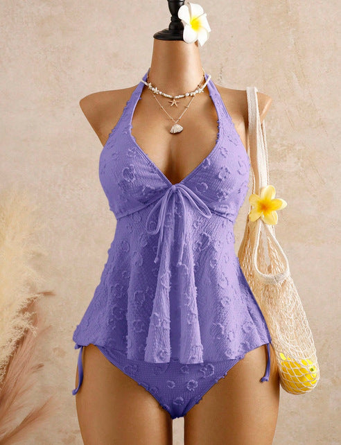 🌊👙 LIMITIERT: 50% RABATT! ✨ Damen-Tankini mit Rüschen – Neckholder, Peplum & Weich 🍋